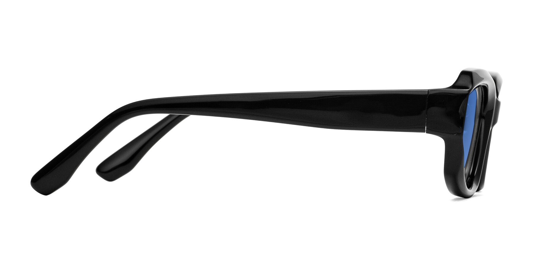 Side of Cullari in Black with Blue Tinted Lenses