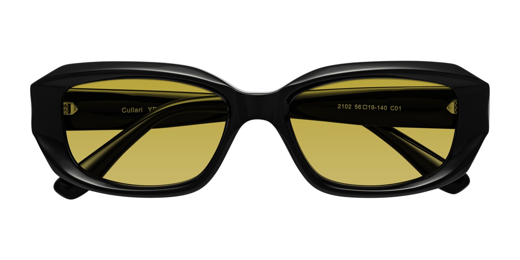 Folded Front of Cullari in Black with Champagne Tinted Lenses