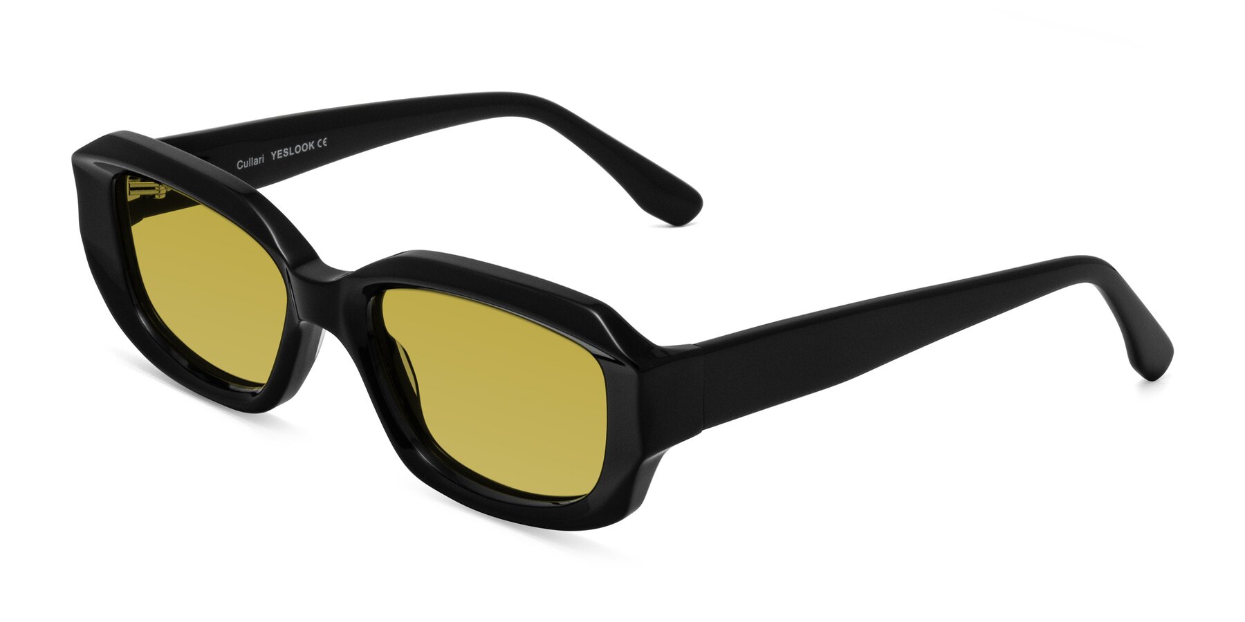 Angle of Cullari in Black with Champagne Tinted Lenses