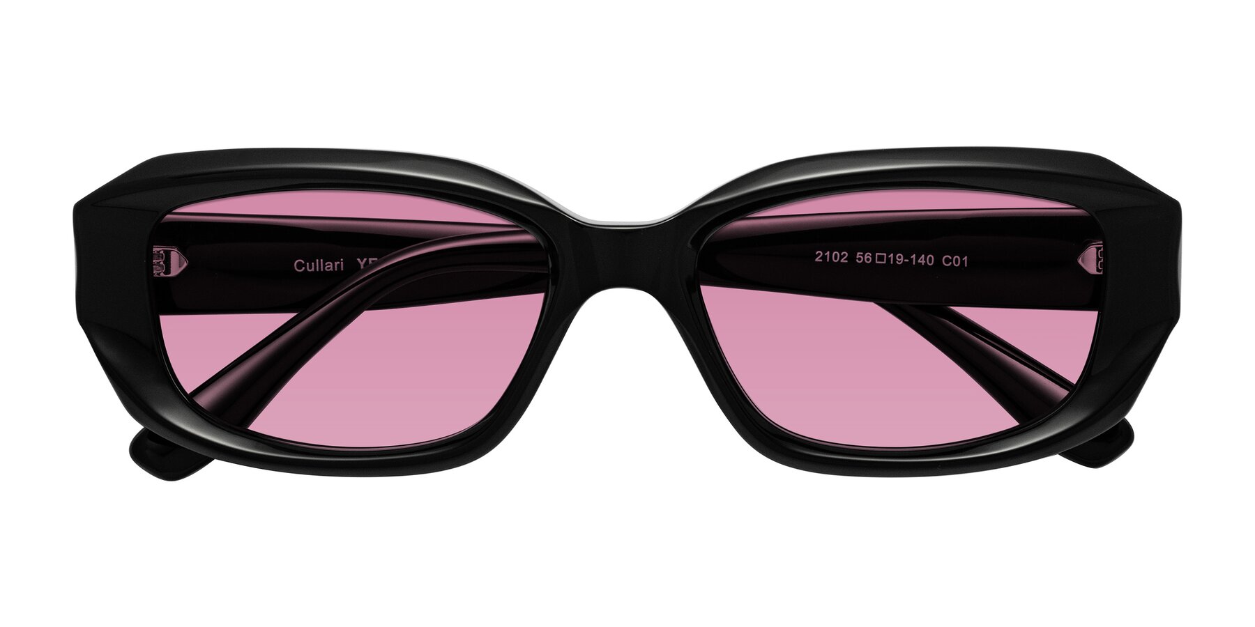 Folded Front of Cullari in Black with Medium Wine Tinted Lenses