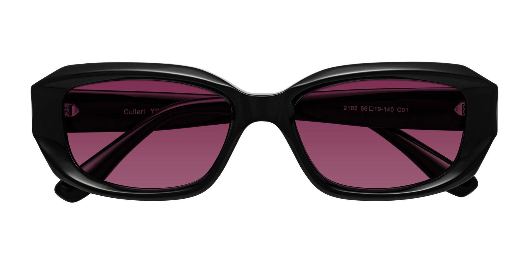 Folded Front of Cullari in Black with Wine Tinted Lenses