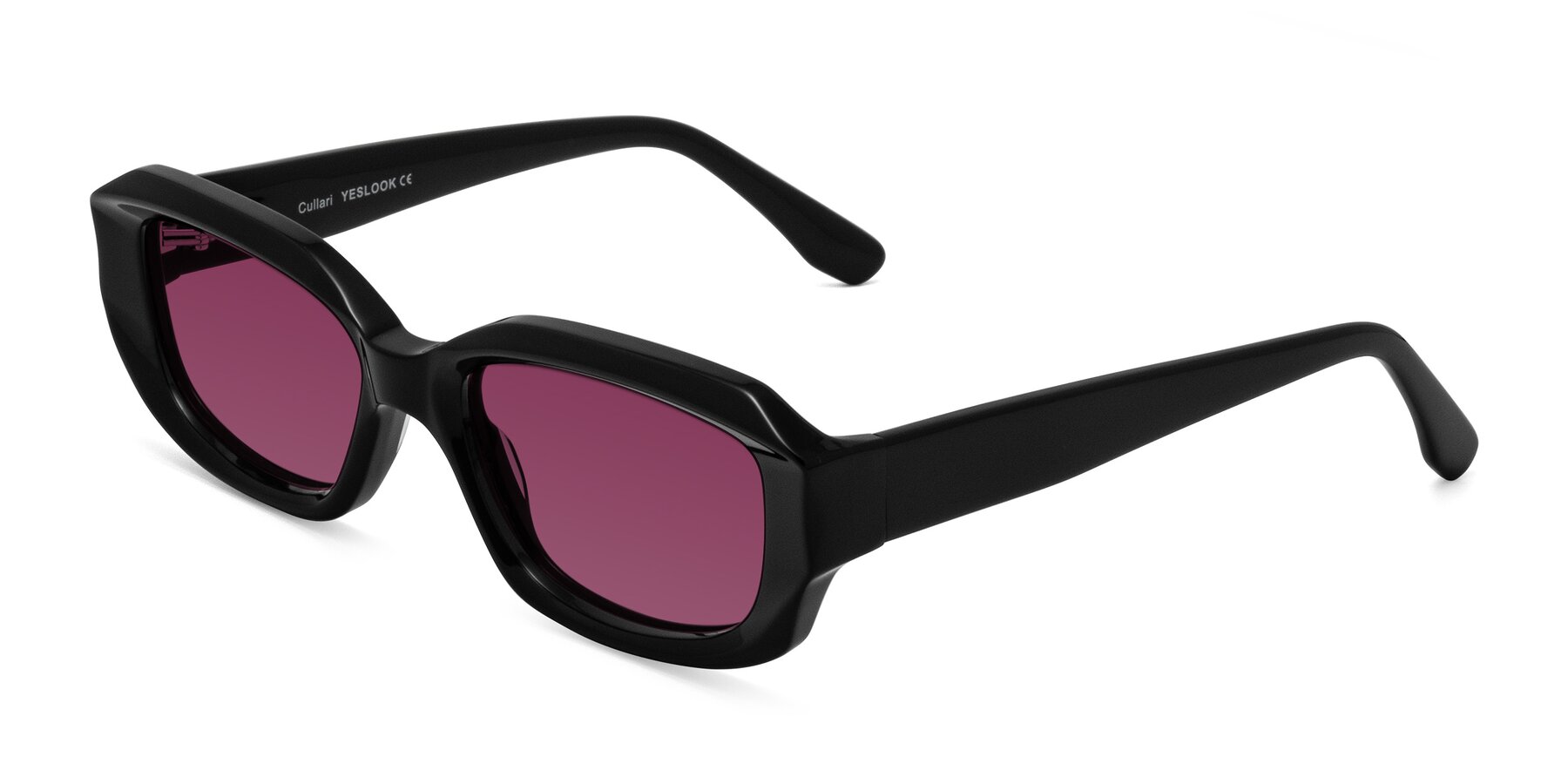 Angle of Cullari in Black with Wine Tinted Lenses
