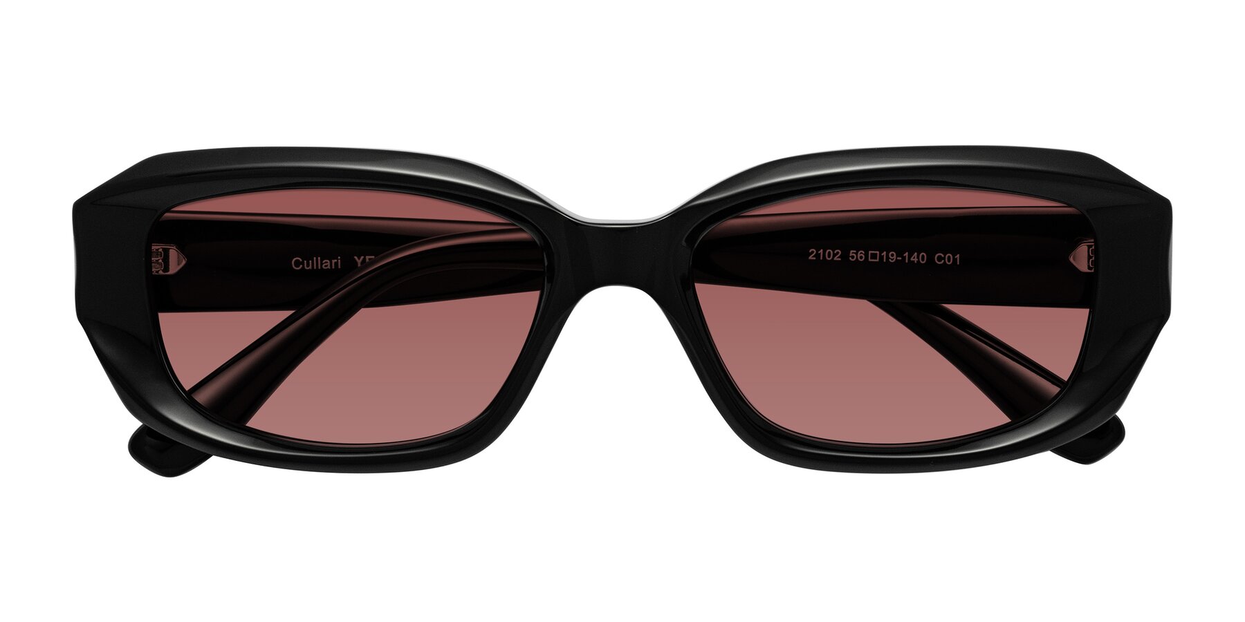 Folded Front of Cullari in Black with Garnet Tinted Lenses