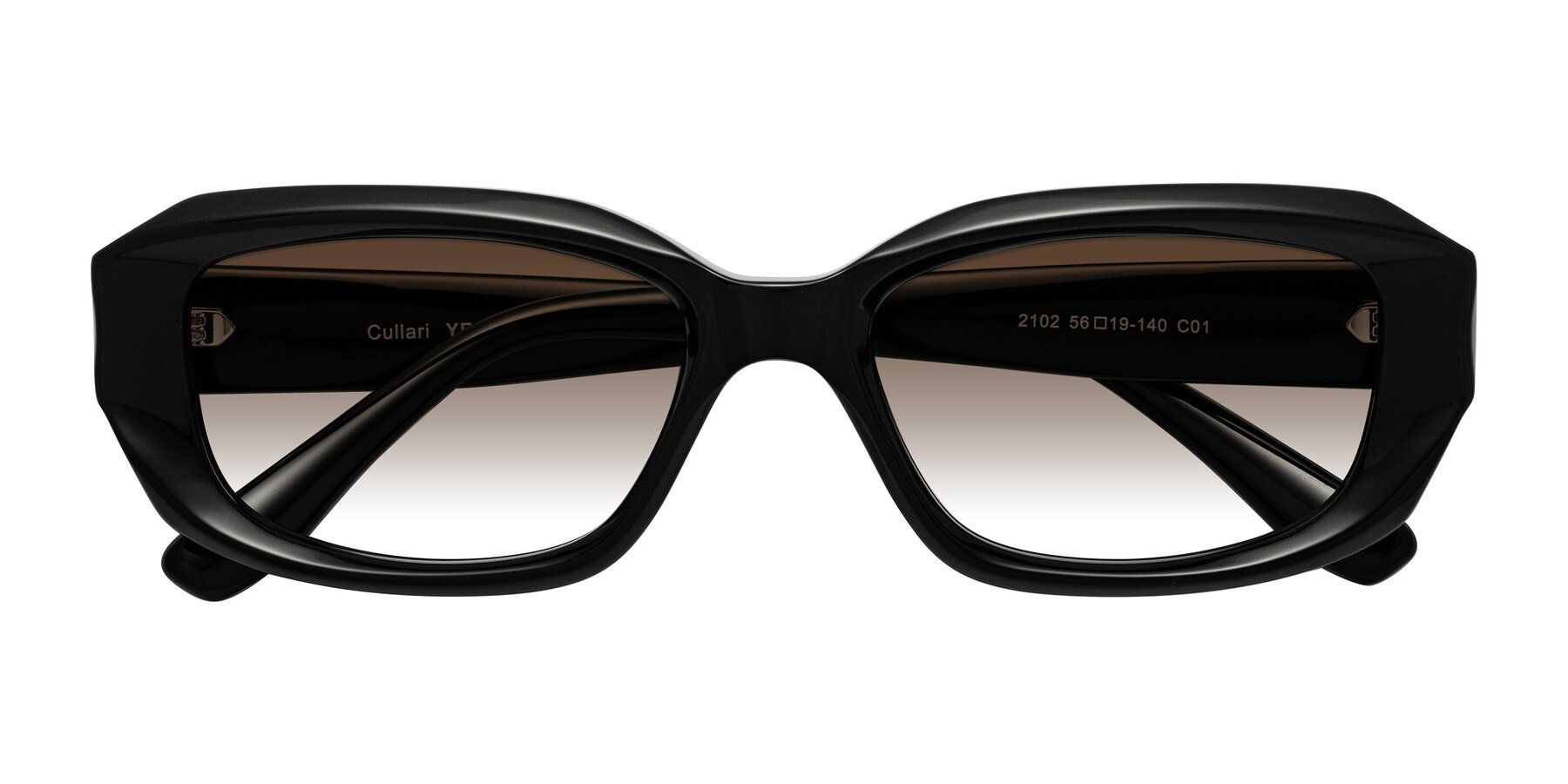 Folded Front of Cullari in Black with Brown Gradient Lenses