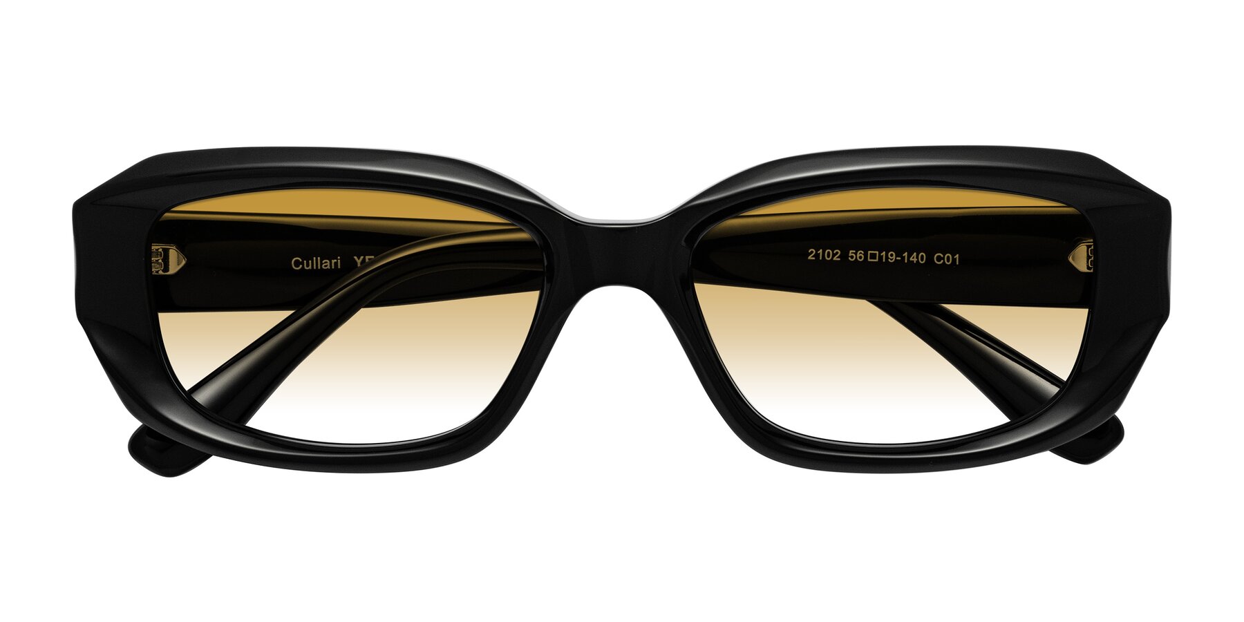 Folded Front of Cullari in Black with Champagne Gradient Lenses