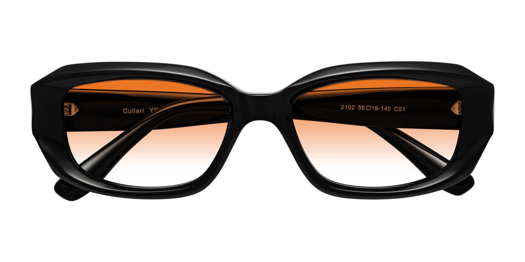 Folded Front of Cullari in Black with Orange Gradient Lenses