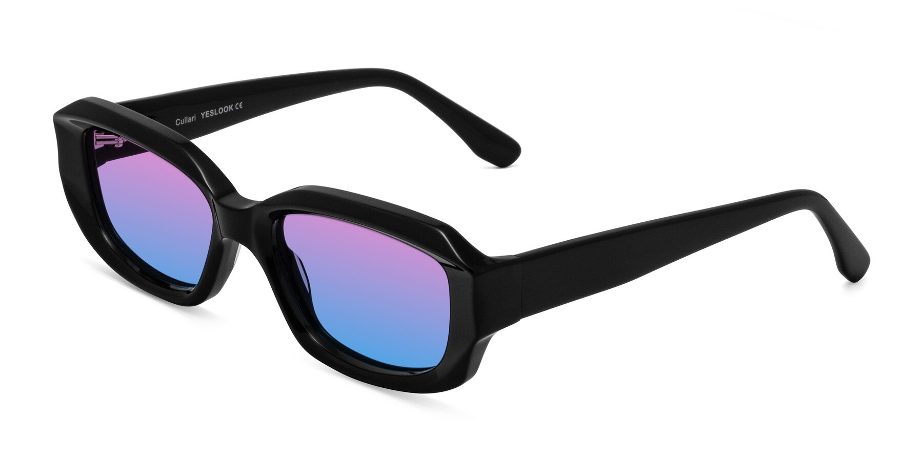 Angle of Cullari in Black with Pink / Blue Gradient Lenses