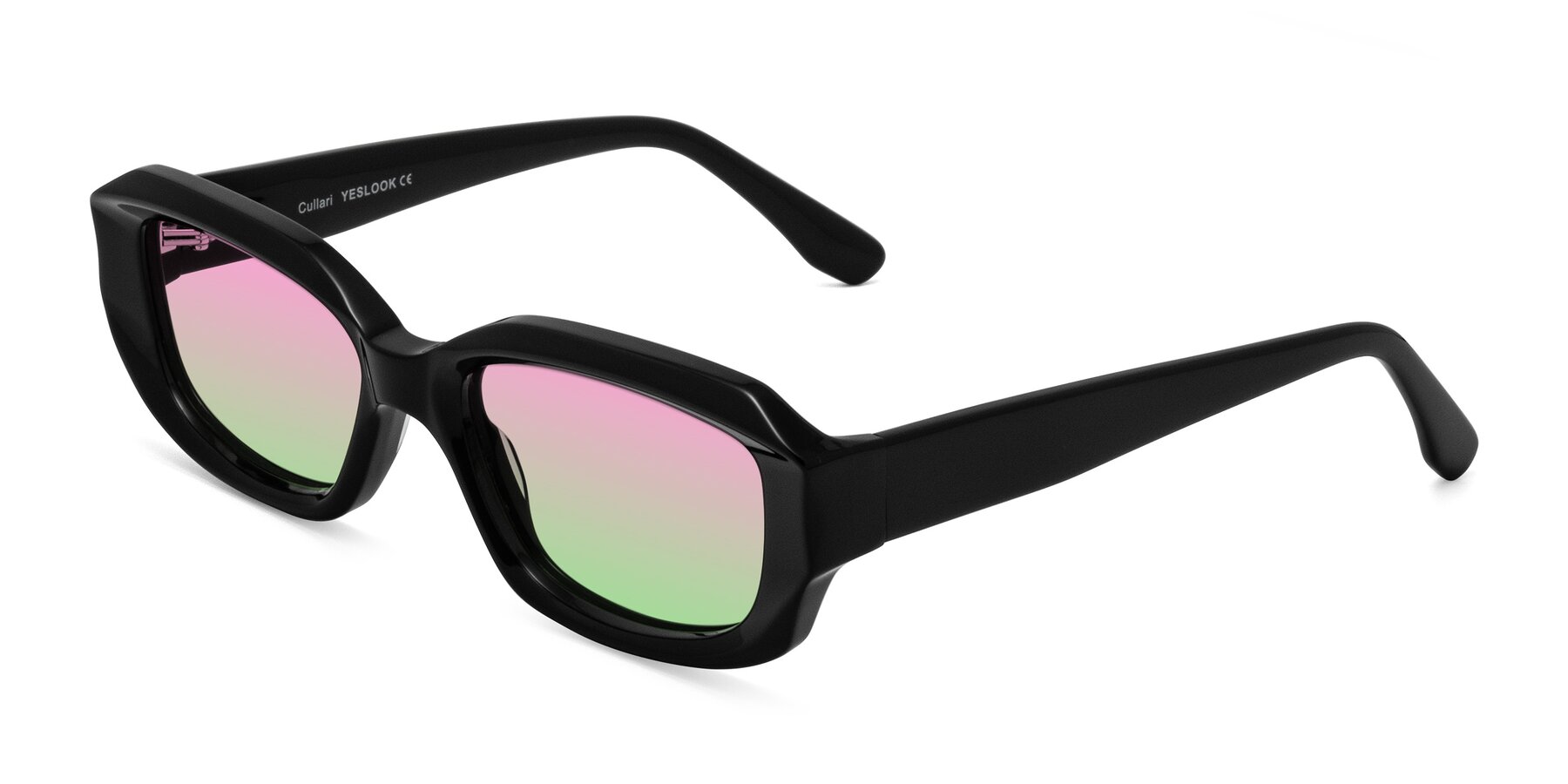 Angle of Cullari in Black with Pink / Green Gradient Lenses