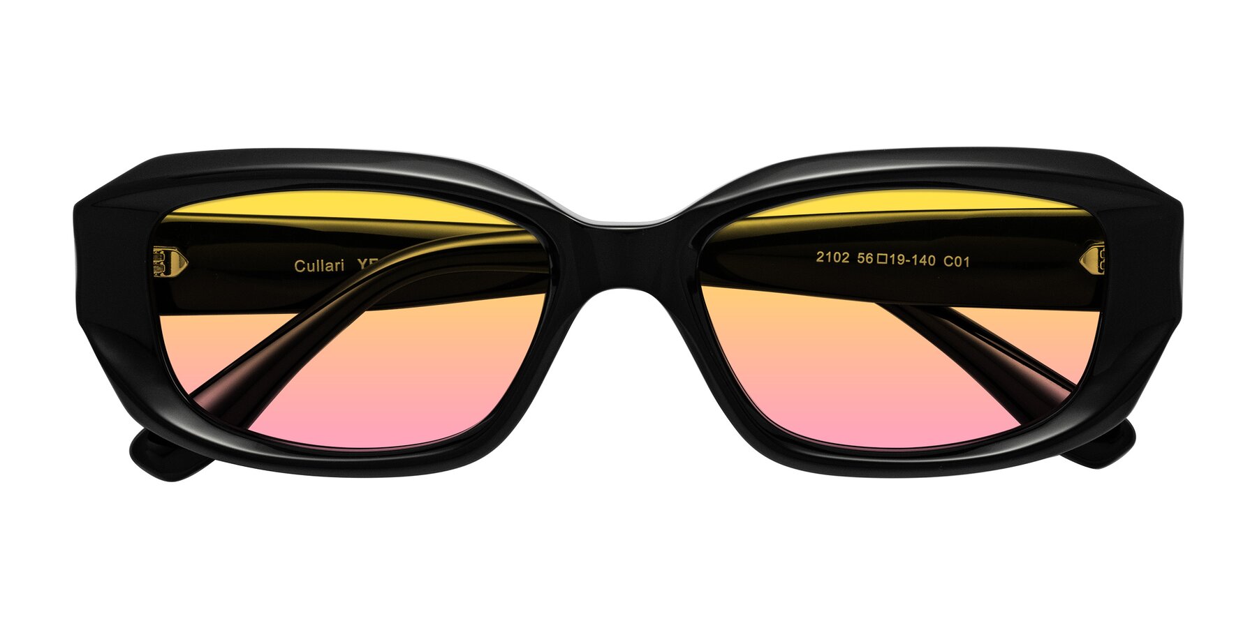 Folded Front of Cullari in Black with Yellow / Pink Gradient Lenses
