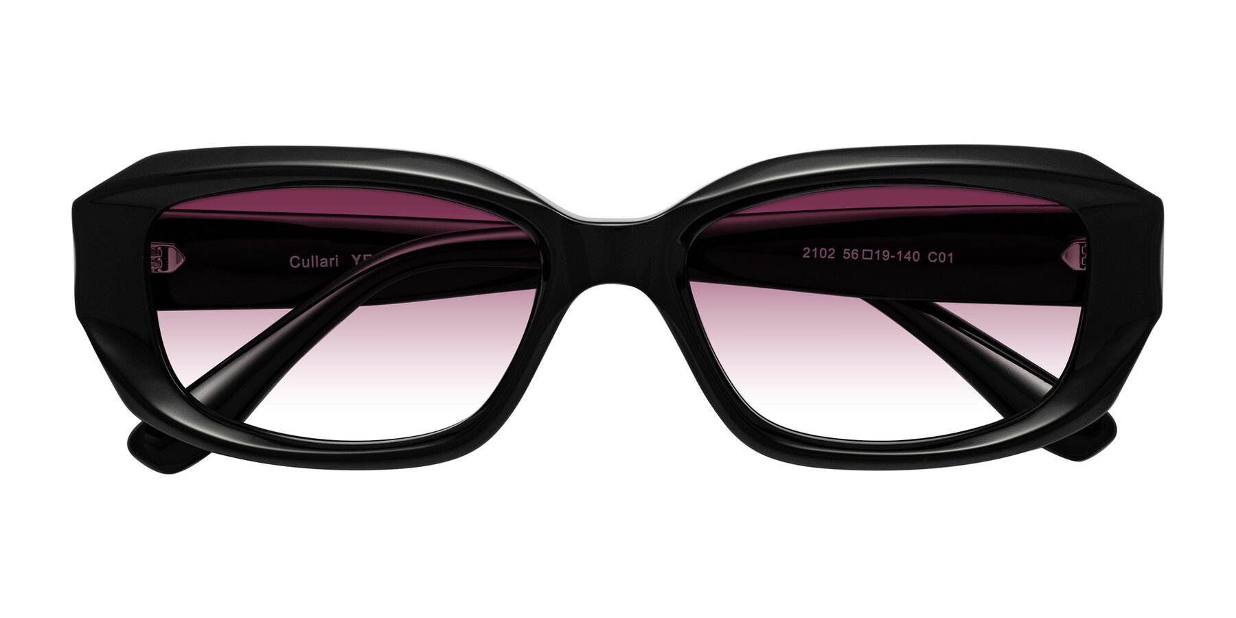 Folded Front of Cullari in Black with Wine Gradient Lenses