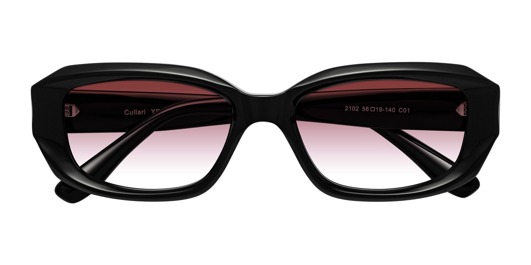 Folded Front of Cullari in Black with Garnet Gradient Lenses