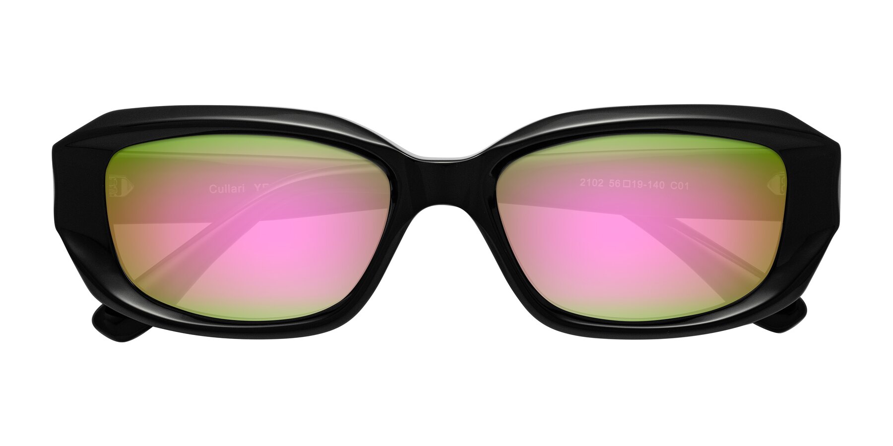 Folded Front of Cullari in Black with Pink Mirrored Lenses