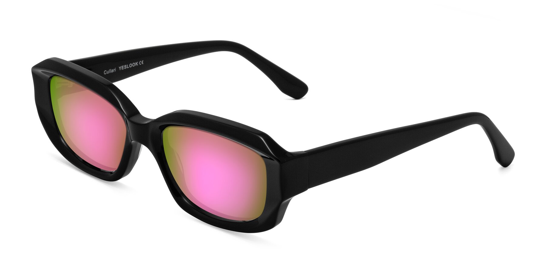 Angle of Cullari in Black with Pink Mirrored Lenses