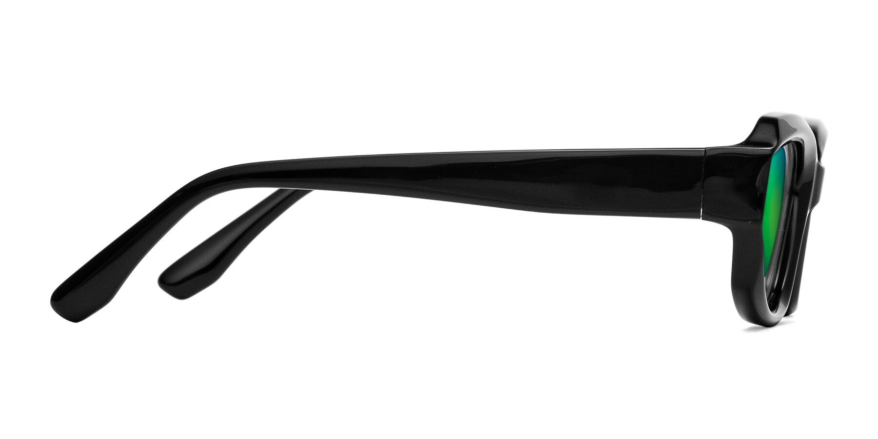 Side of Cullari in Black with Green Mirrored Lenses