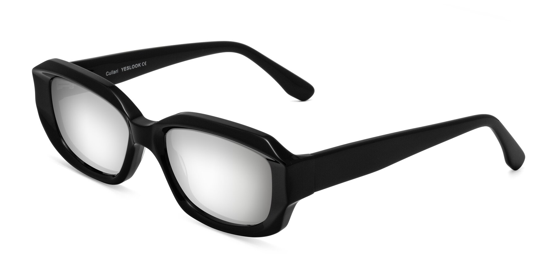 Angle of Cullari in Black with Silver Mirrored Lenses