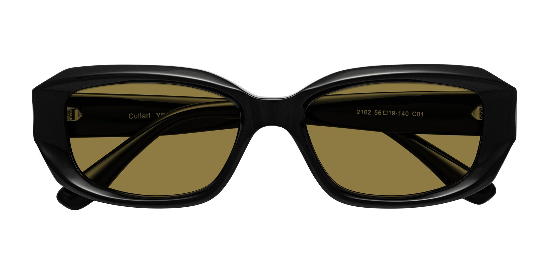 Folded Front of Cullari in Black with Brown Polarized Lenses