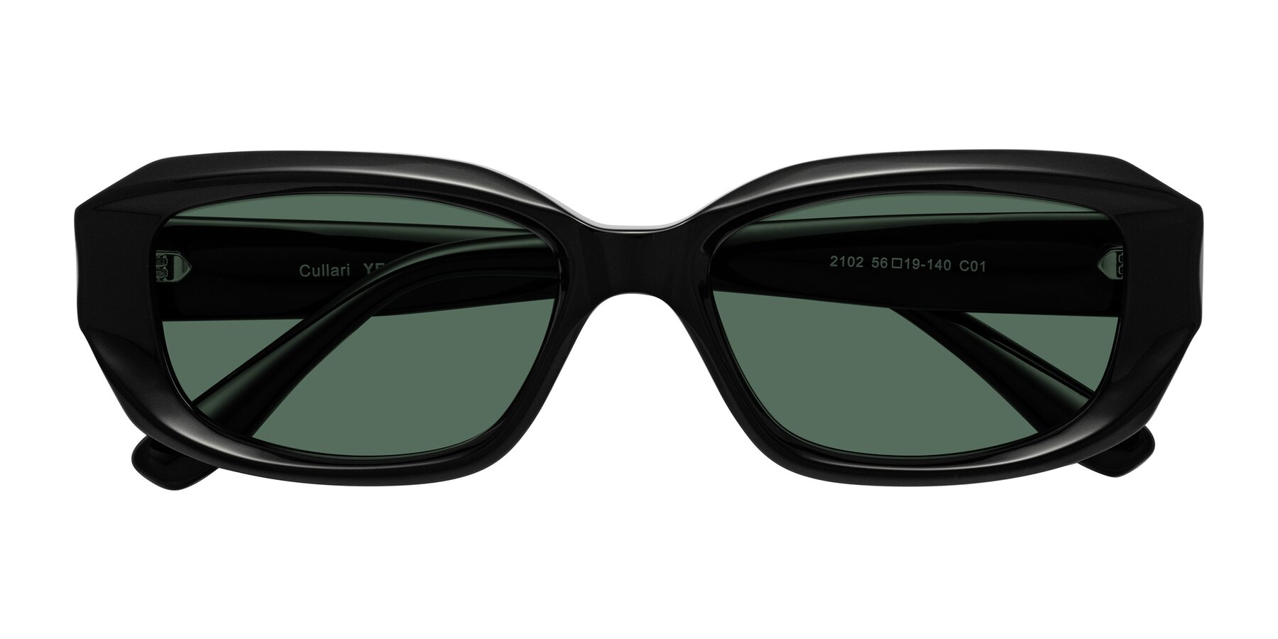 Folded Front of Cullari in Black with Green Polarized Lenses