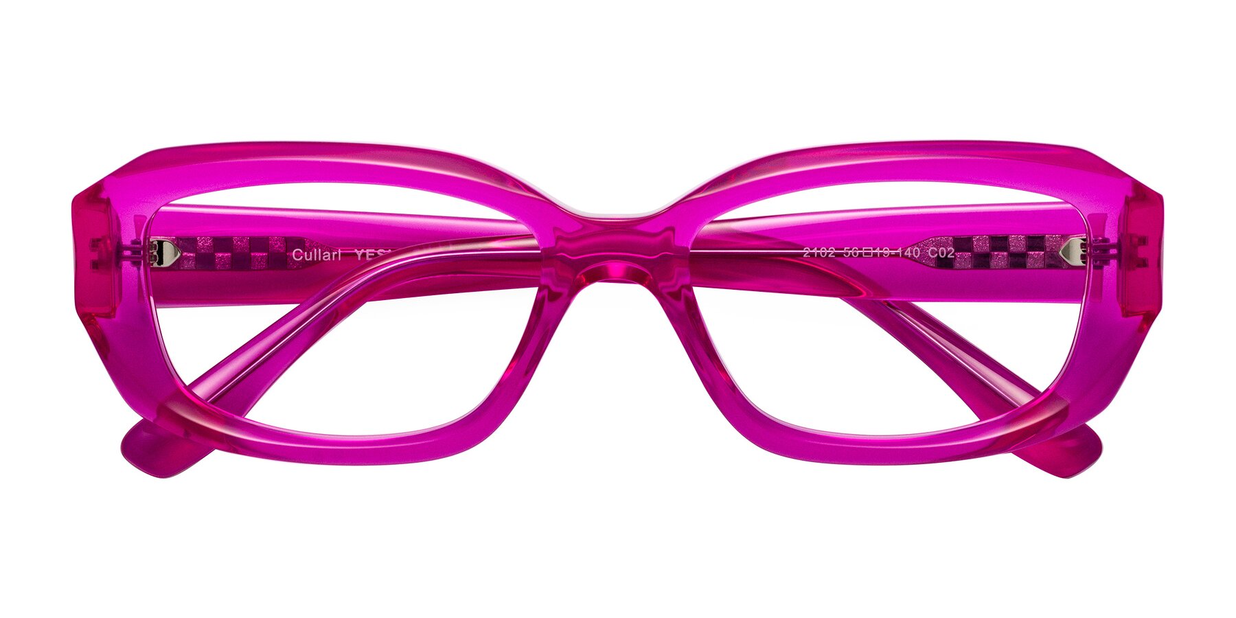 Folded Front of Cullari in Magenta with Clear Blue Light Blocking Lenses