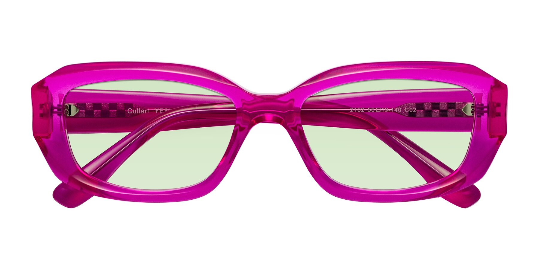 Folded Front of Cullari in Magenta with Light Green Tinted Lenses