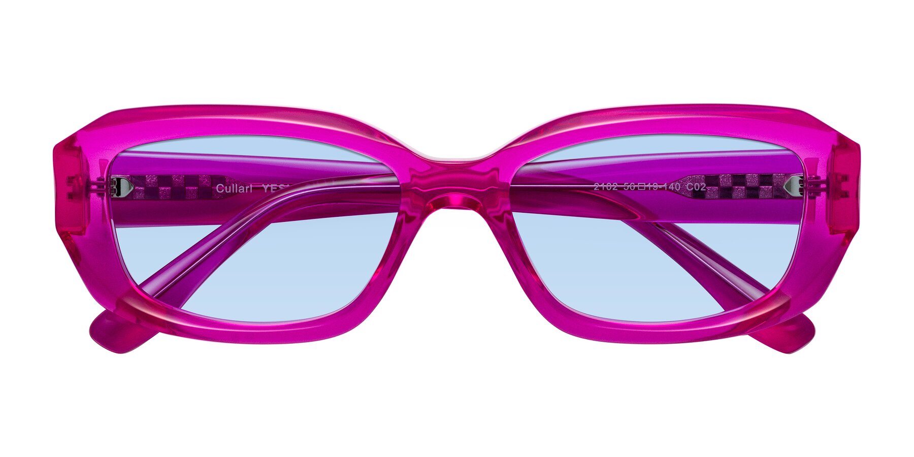 Folded Front of Cullari in Magenta with Light Blue Tinted Lenses