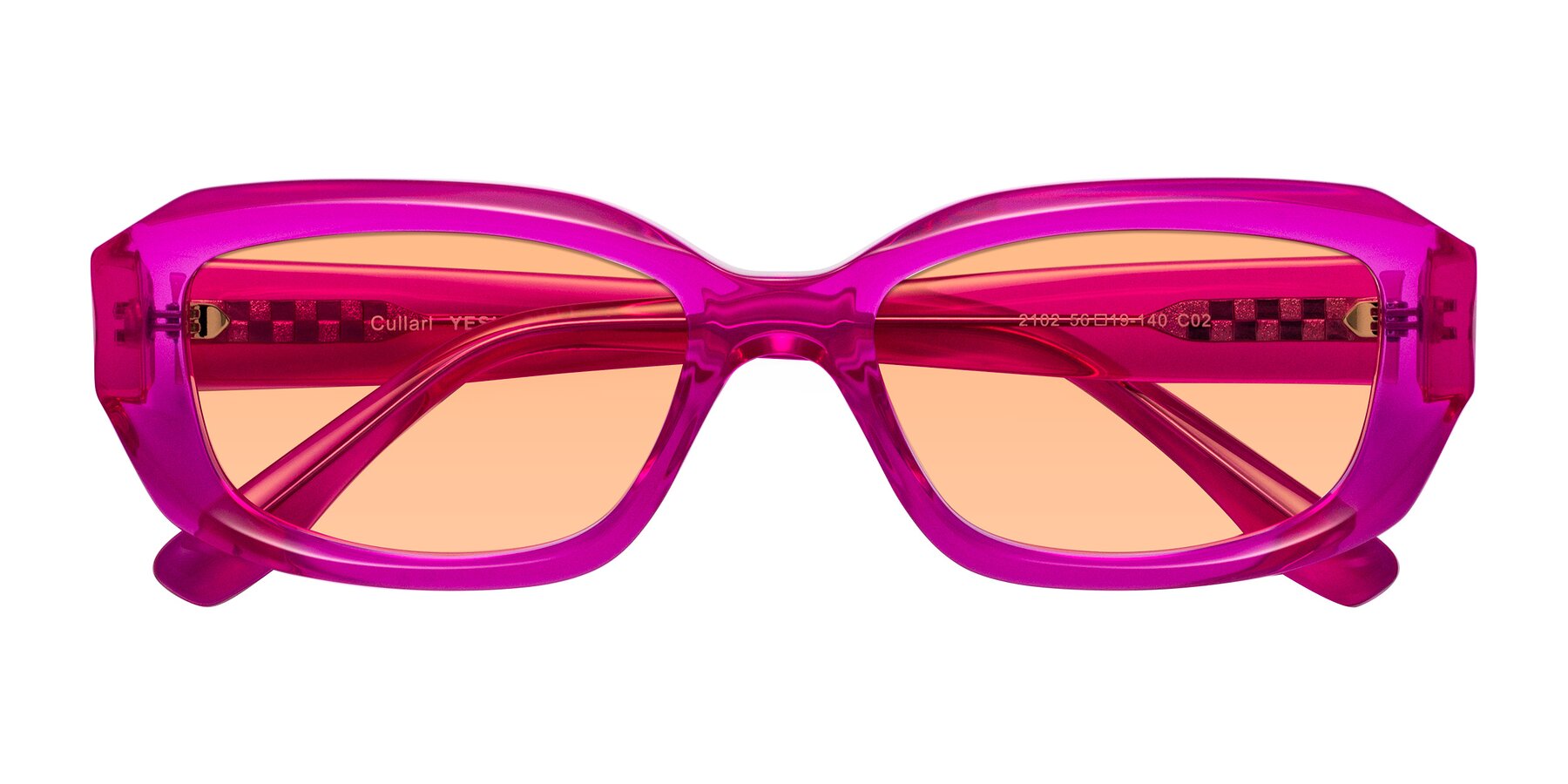 Folded Front of Cullari in Magenta with Light Orange Tinted Lenses