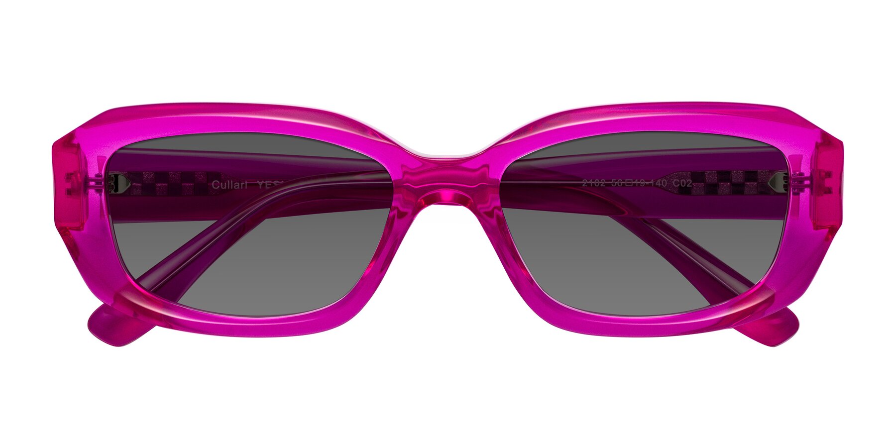 Folded Front of Cullari in Magenta with Medium Gray Tinted Lenses