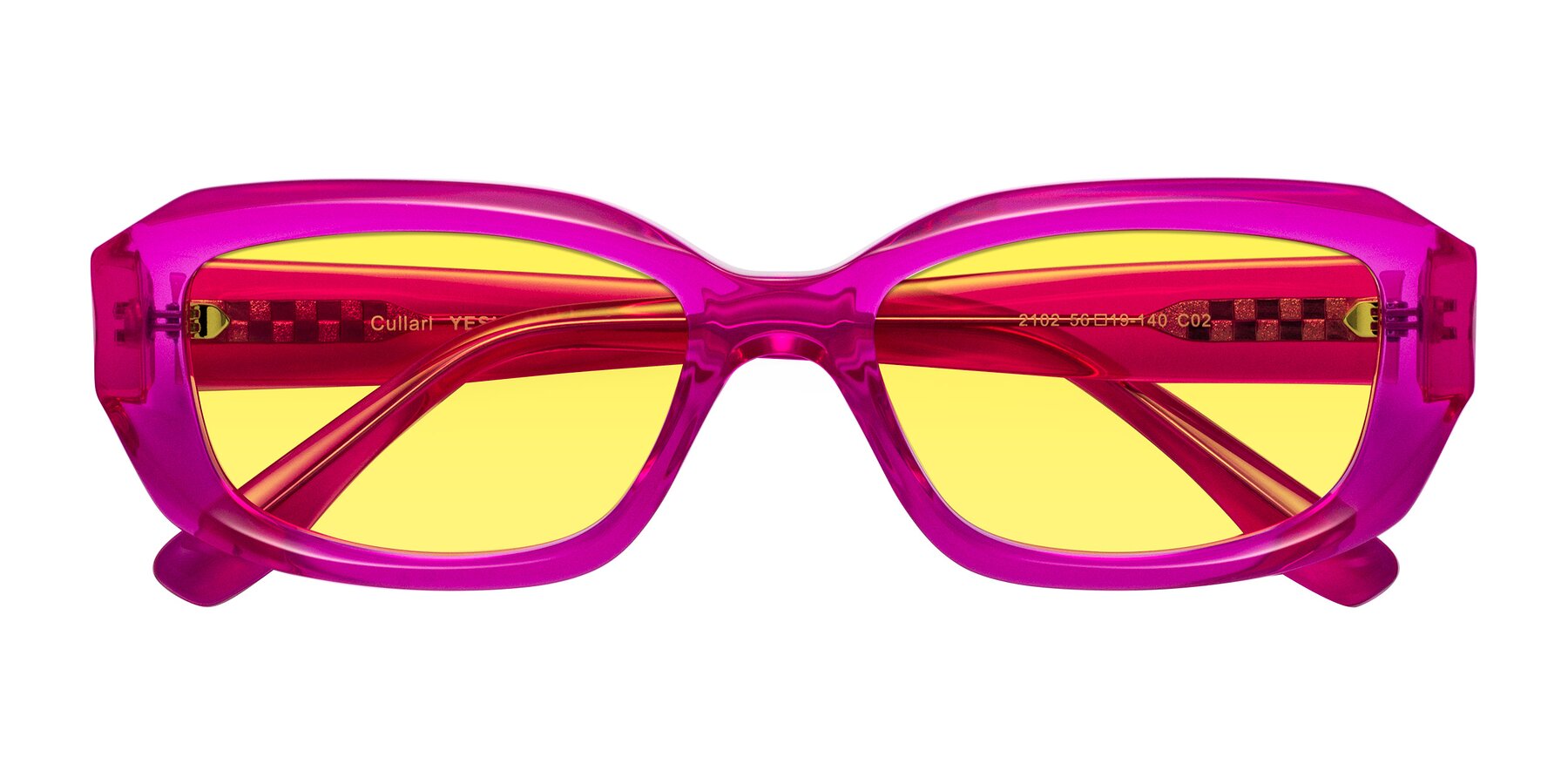 Folded Front of Cullari in Magenta with Medium Yellow Tinted Lenses