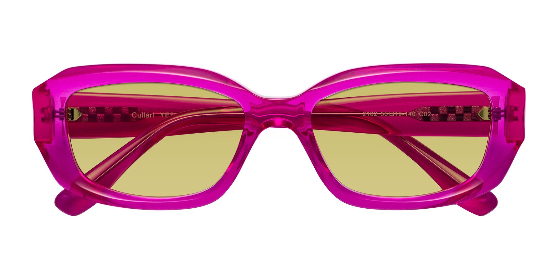 Folded Front of Cullari in Magenta with Medium Champagne Tinted Lenses