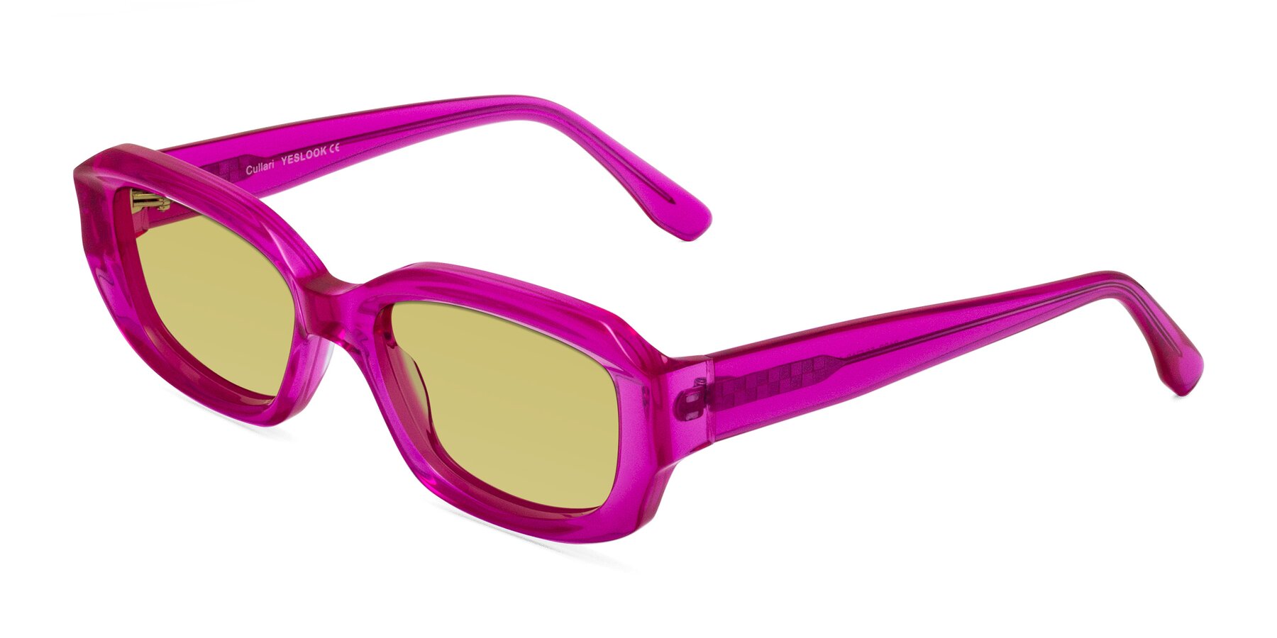 Angle of Cullari in Magenta with Medium Champagne Tinted Lenses