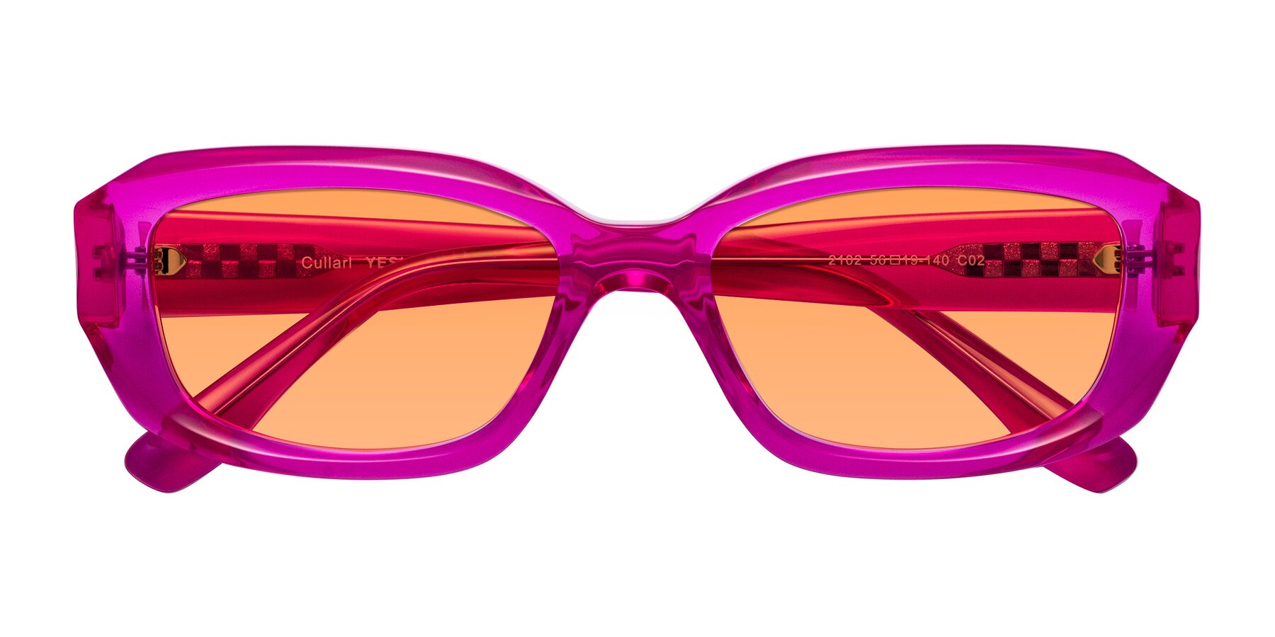Folded Front of Cullari in Magenta with Medium Orange Tinted Lenses