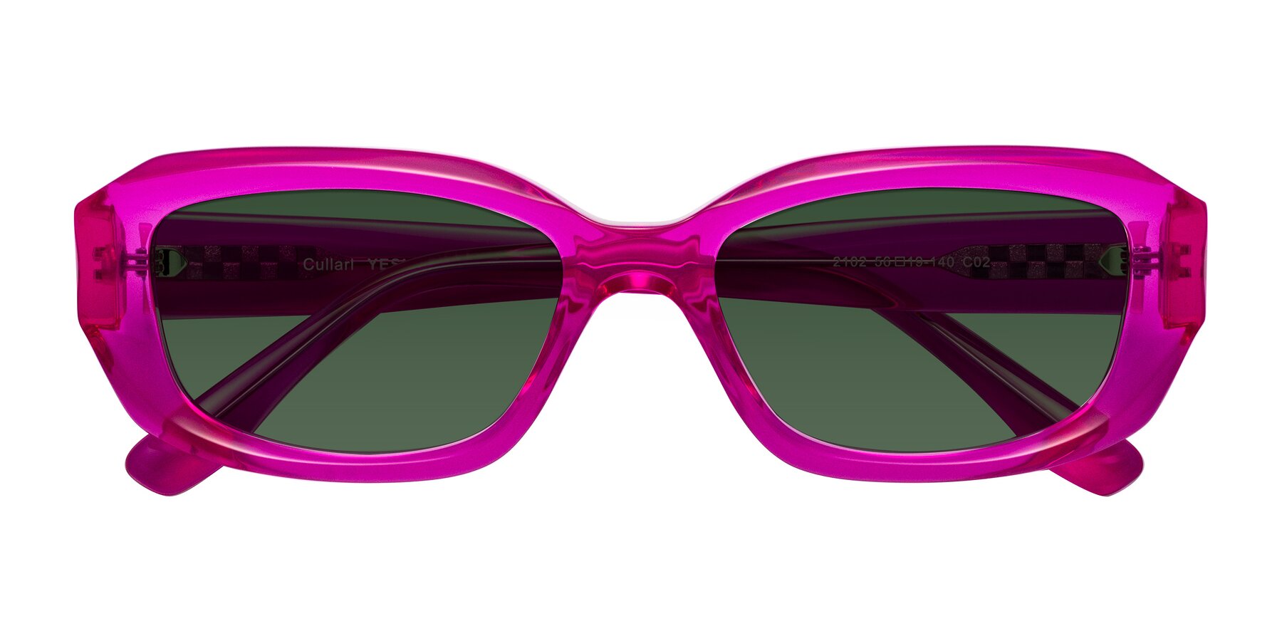 Folded Front of Cullari in Magenta with Green Tinted Lenses