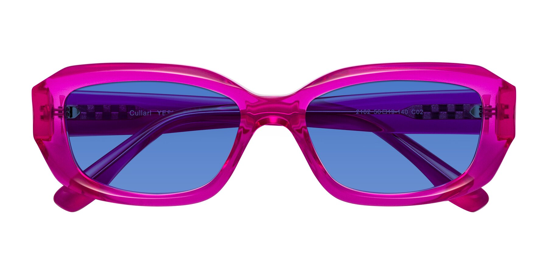 Folded Front of Cullari in Magenta with Blue Tinted Lenses