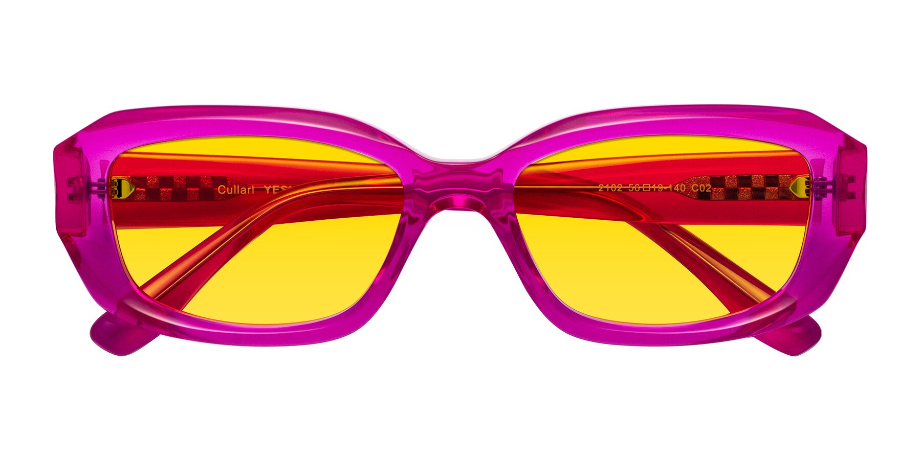 Folded Front of Cullari in Magenta with Yellow Tinted Lenses