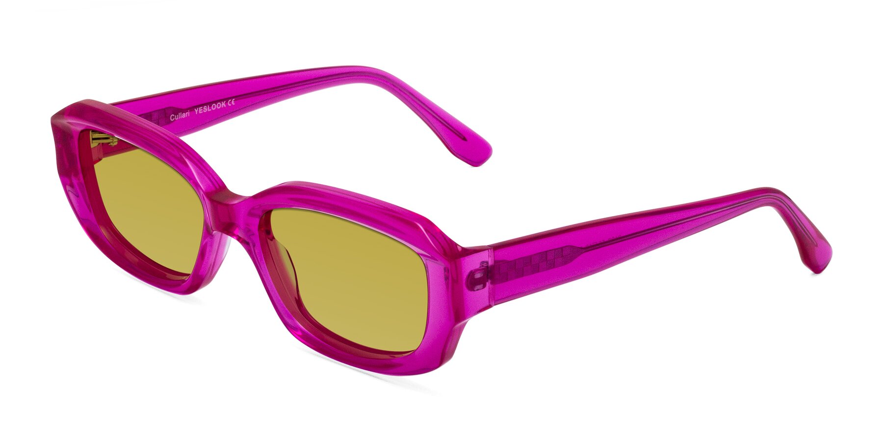 Angle of Cullari in Magenta with Champagne Tinted Lenses