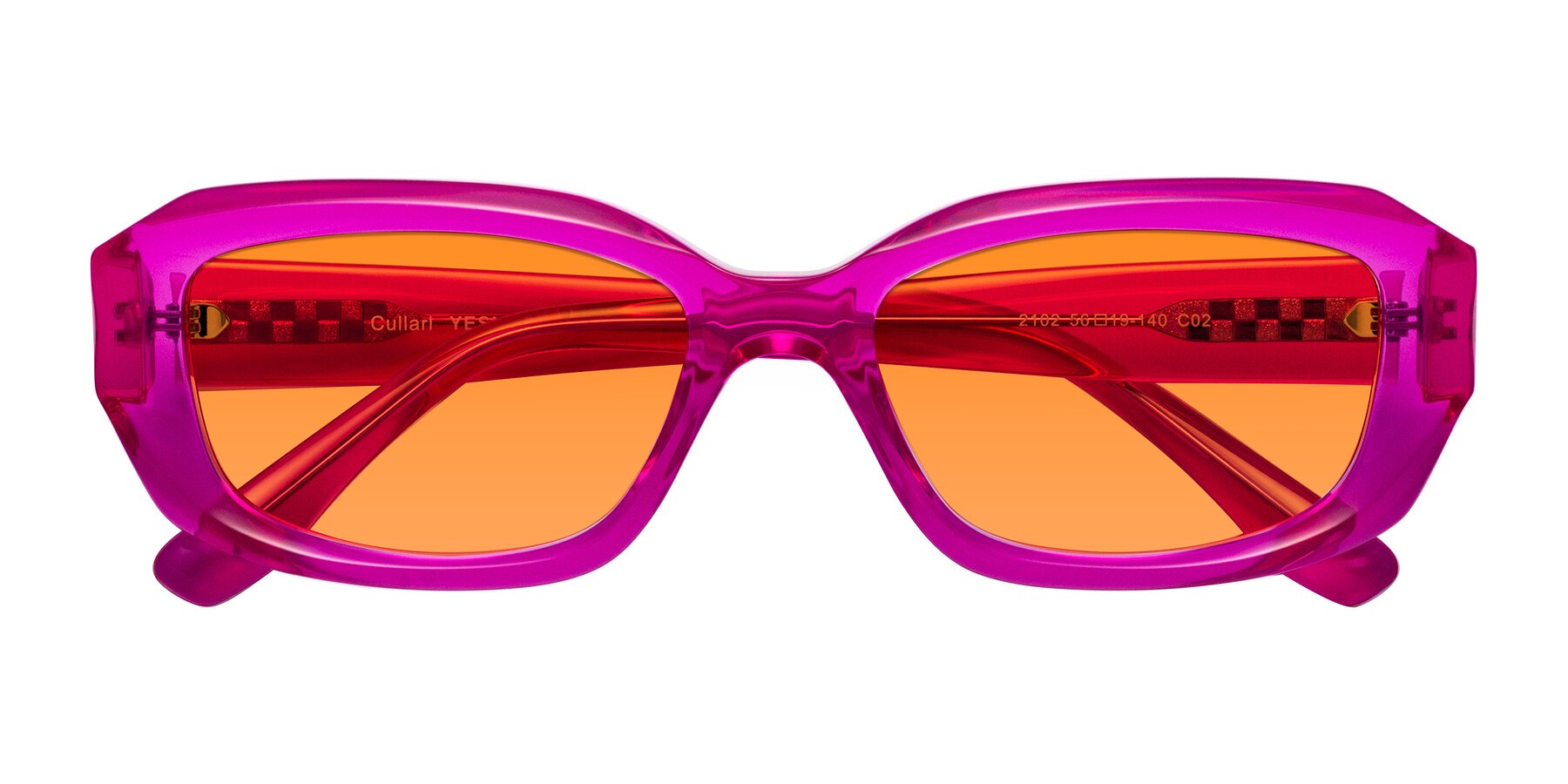 Folded Front of Cullari in Magenta with Orange Tinted Lenses