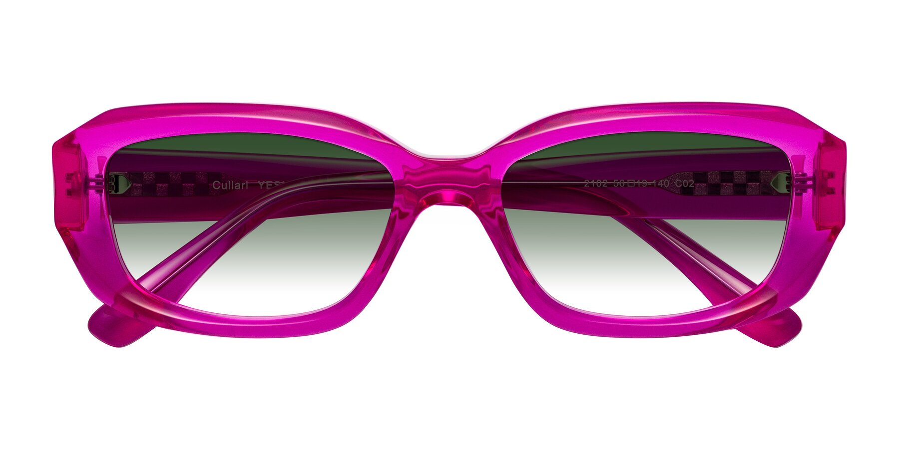 Folded Front of Cullari in Magenta with Green Gradient Lenses