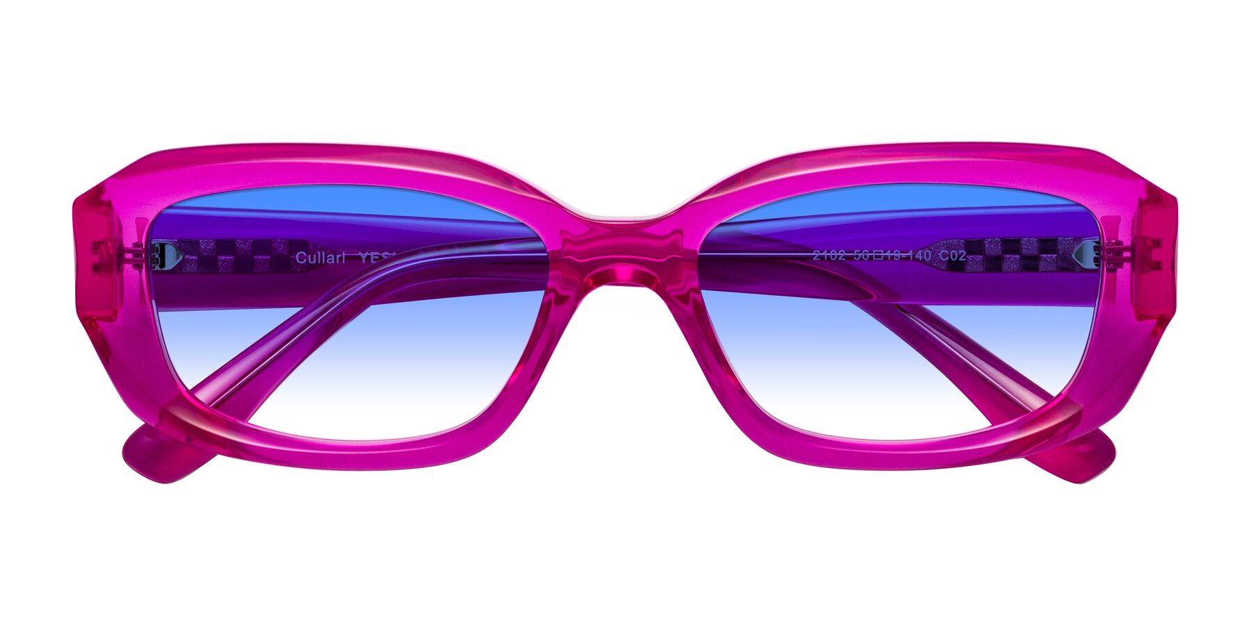Folded Front of Cullari in Magenta with Blue Gradient Lenses