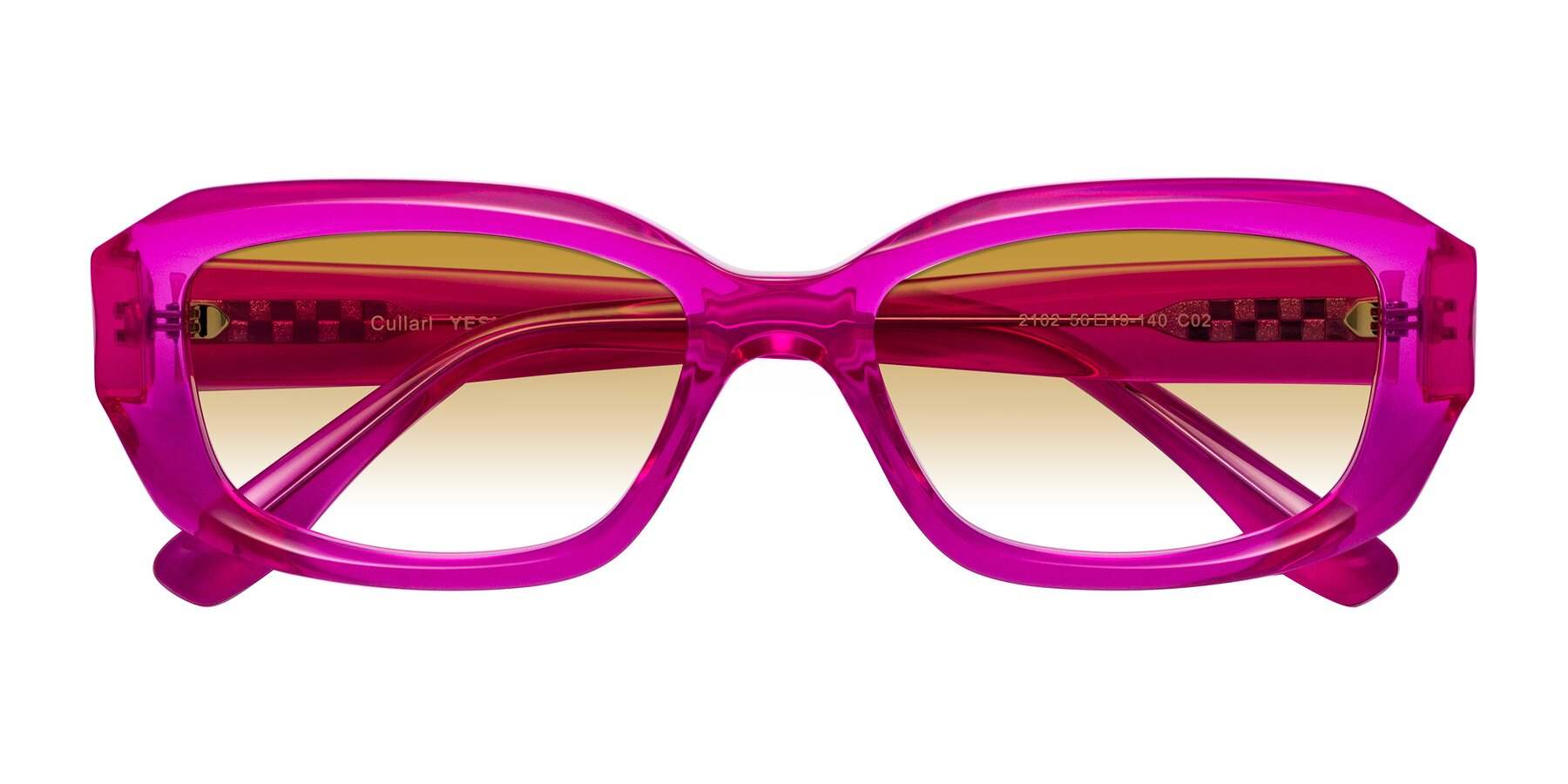Folded Front of Cullari in Magenta with Champagne Gradient Lenses
