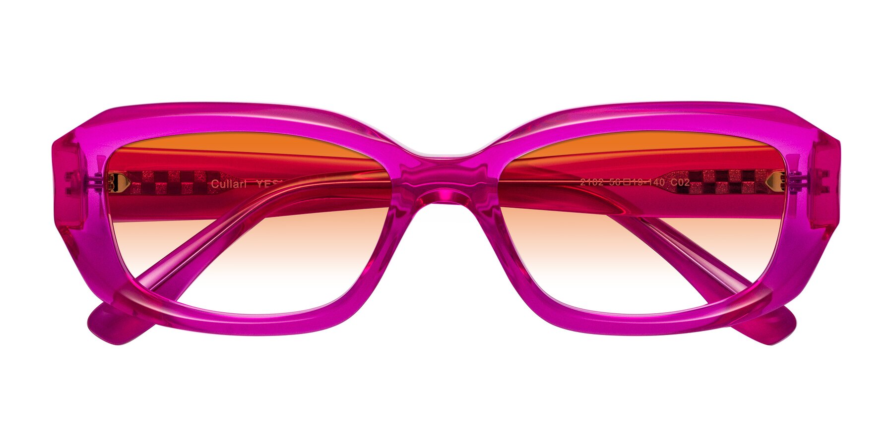 Folded Front of Cullari in Magenta with Orange Gradient Lenses