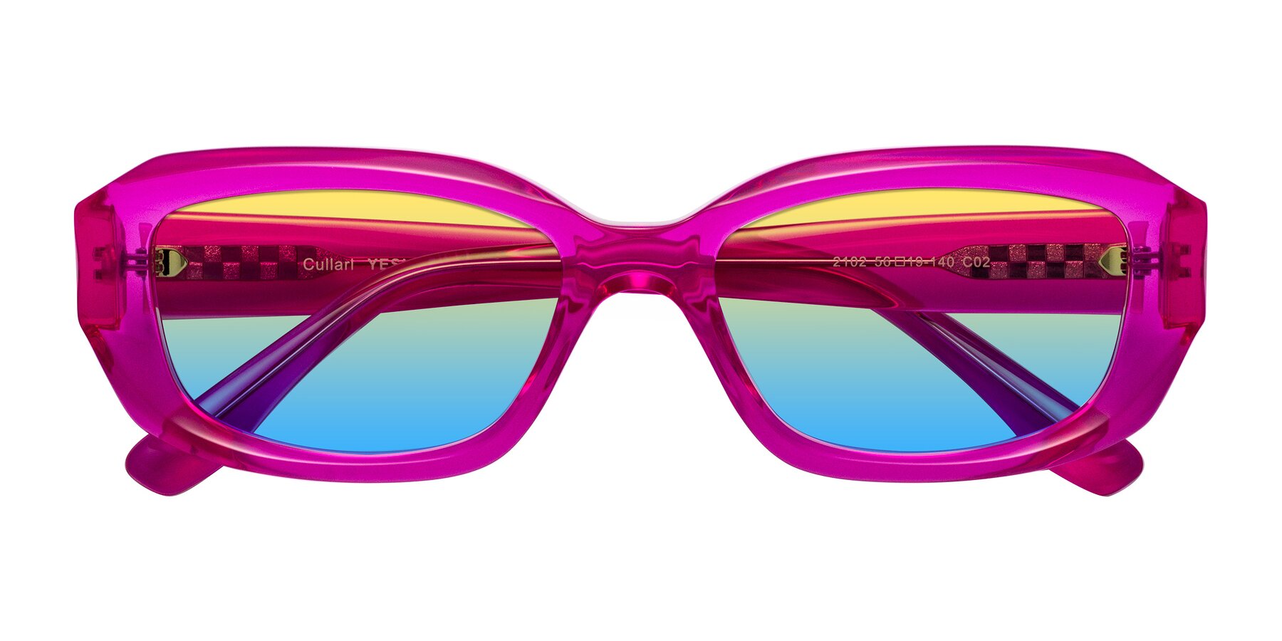Folded Front of Cullari in Magenta with Yellow / Blue Gradient Lenses