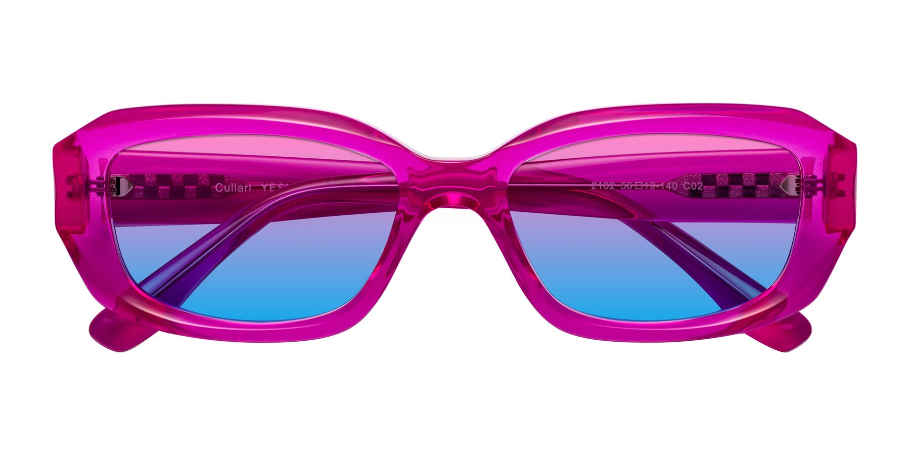 Folded Front of Cullari in Magenta with Pink / Blue Gradient Lenses