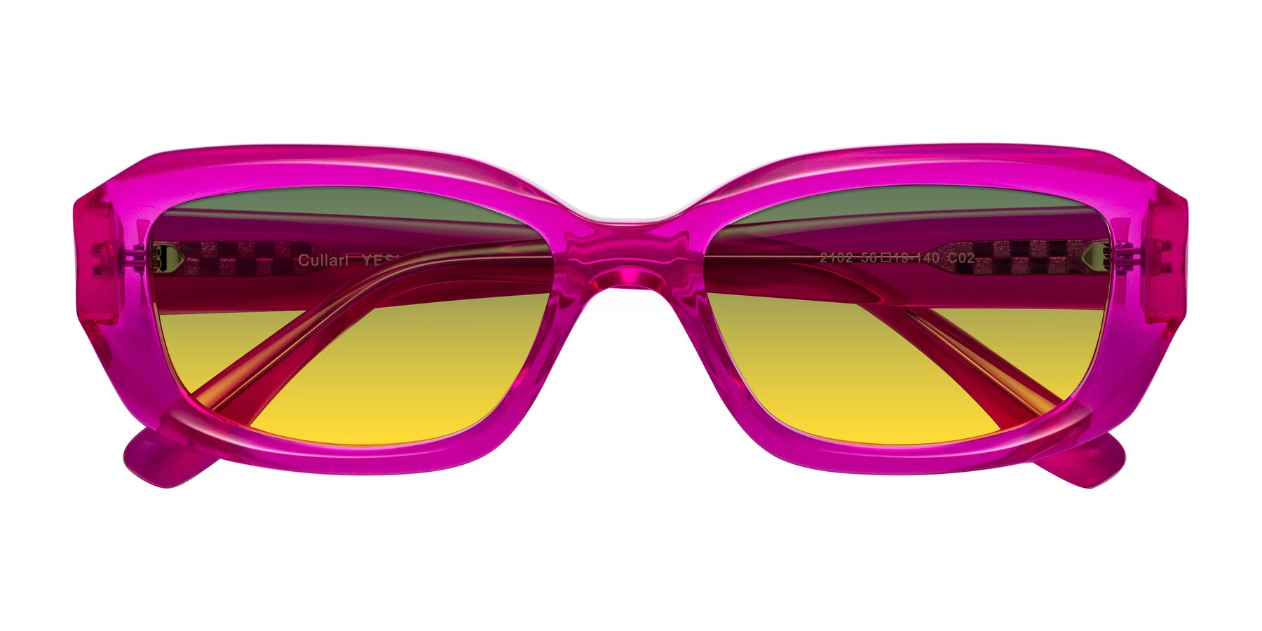 Folded Front of Cullari in Magenta with Green / Yellow Gradient Lenses