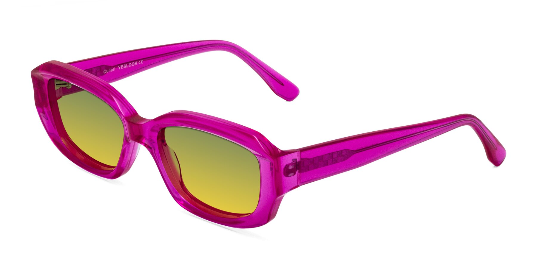 Angle of Cullari in Magenta with Green / Yellow Gradient Lenses