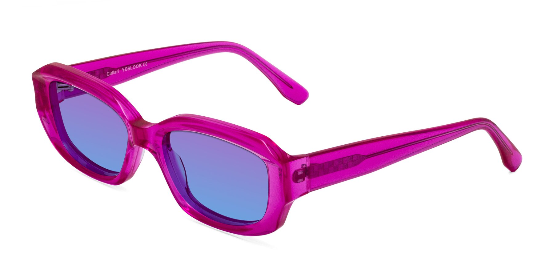 Angle of Cullari in Magenta with Purple / Blue Gradient Lenses