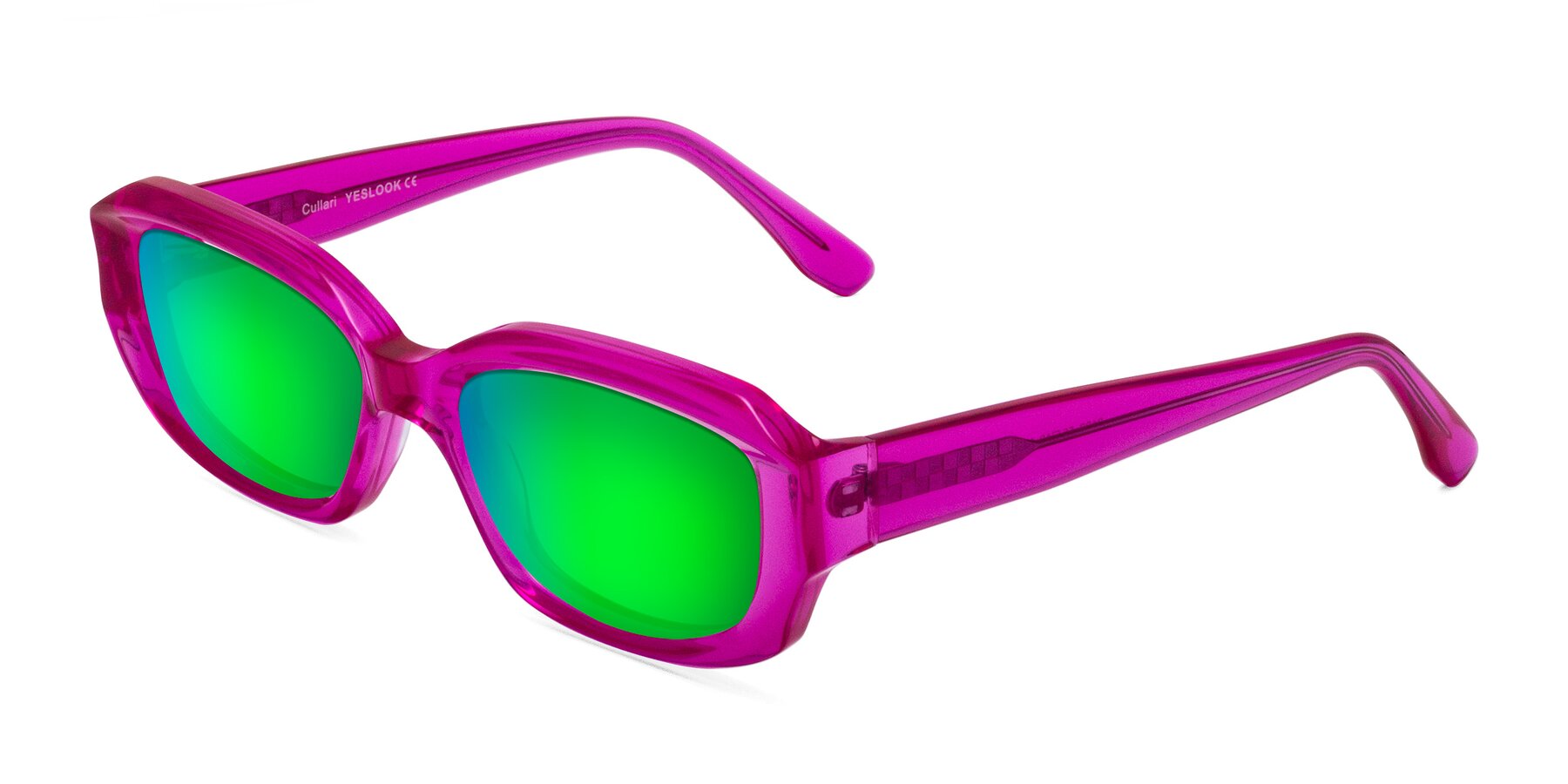 Angle of Cullari in Magenta with Green Mirrored Lenses