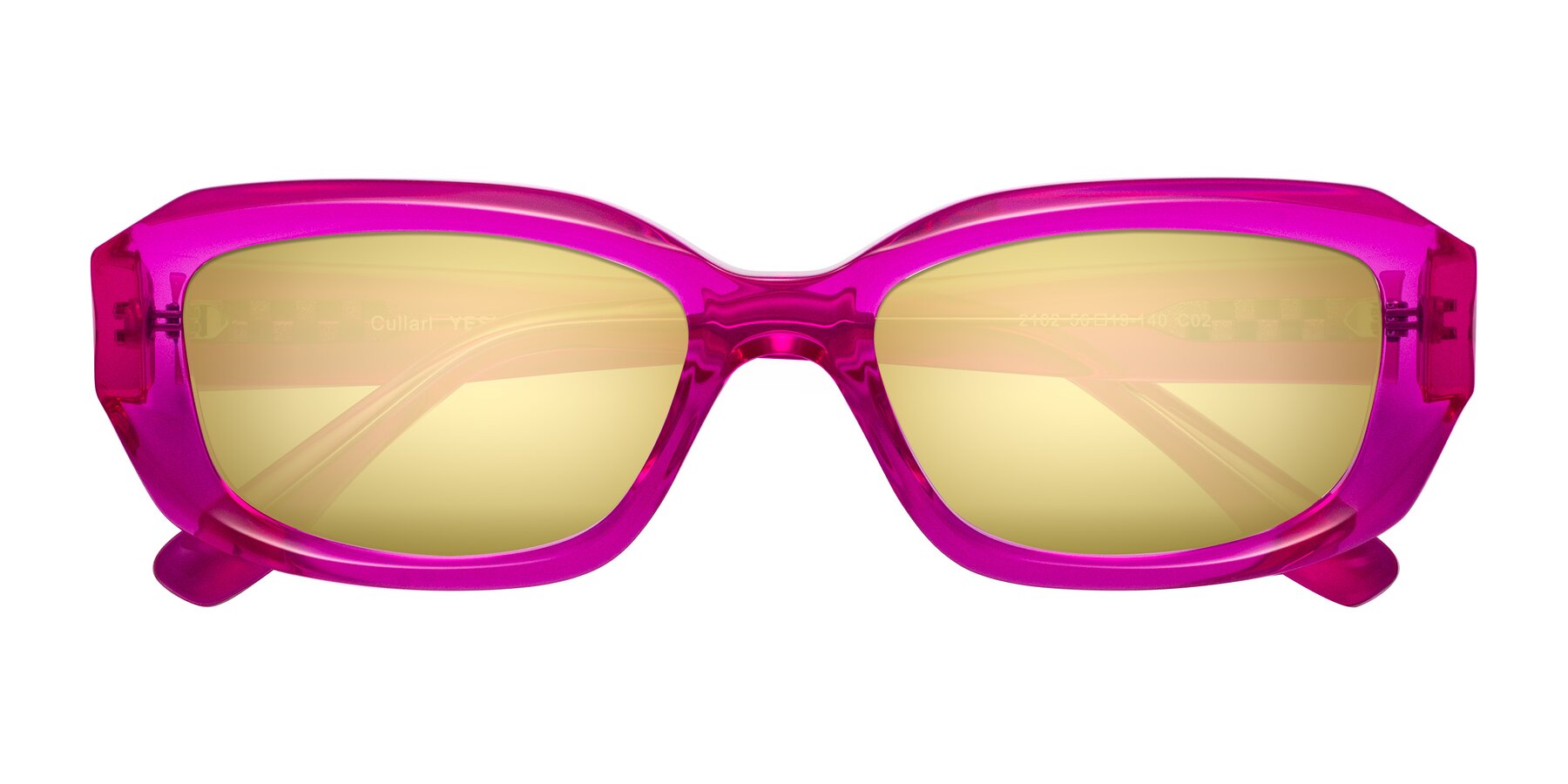 Folded Front of Cullari in Magenta with Gold Mirrored Lenses