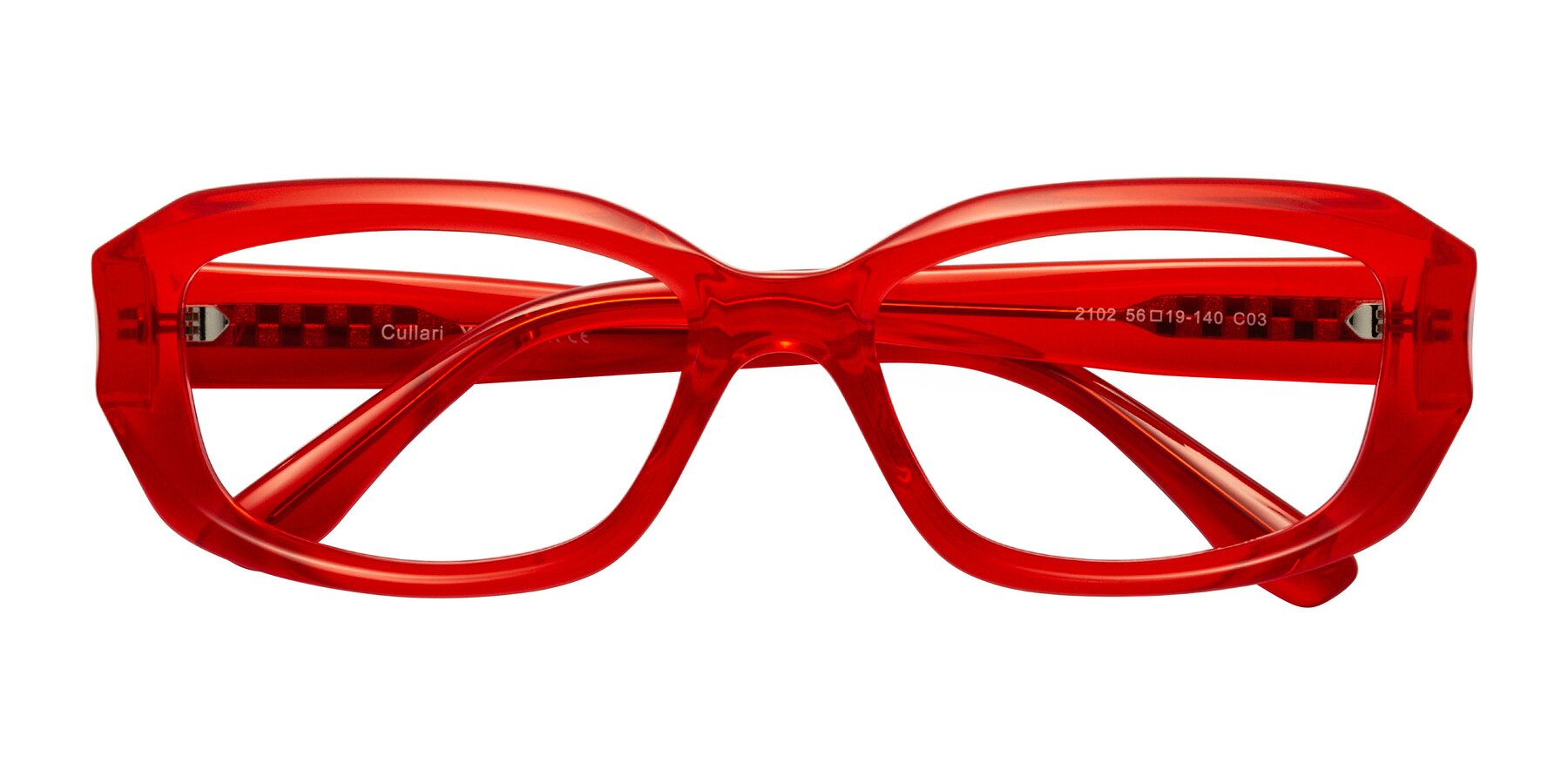 Folded Front of Cullari in Chili Pepper with Clear Blue Light Blocking Lenses