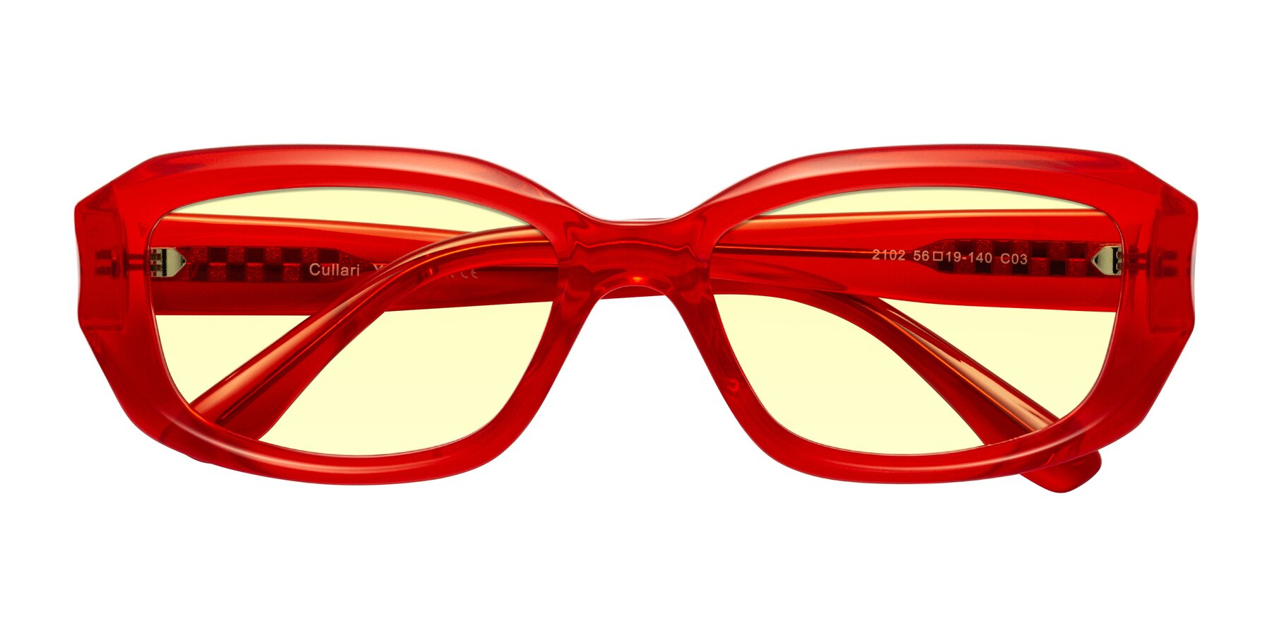 Folded Front of Cullari in Chili Pepper with Light Yellow Tinted Lenses