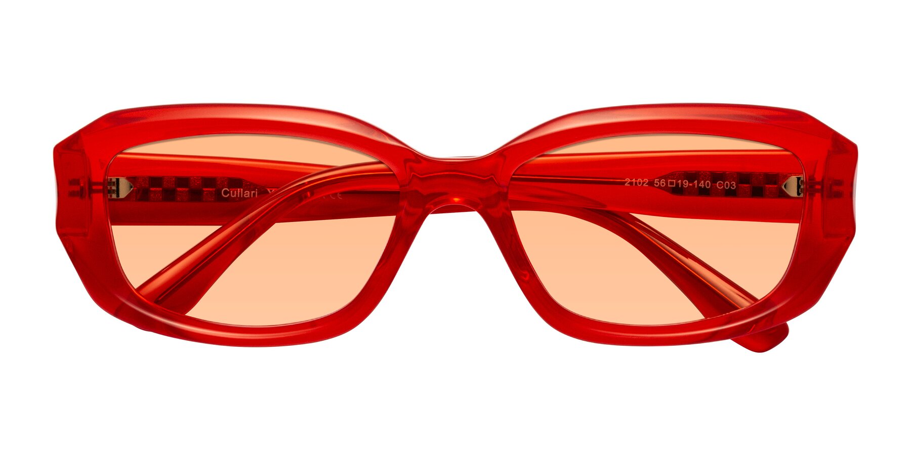 Folded Front of Cullari in Chili Pepper with Light Orange Tinted Lenses