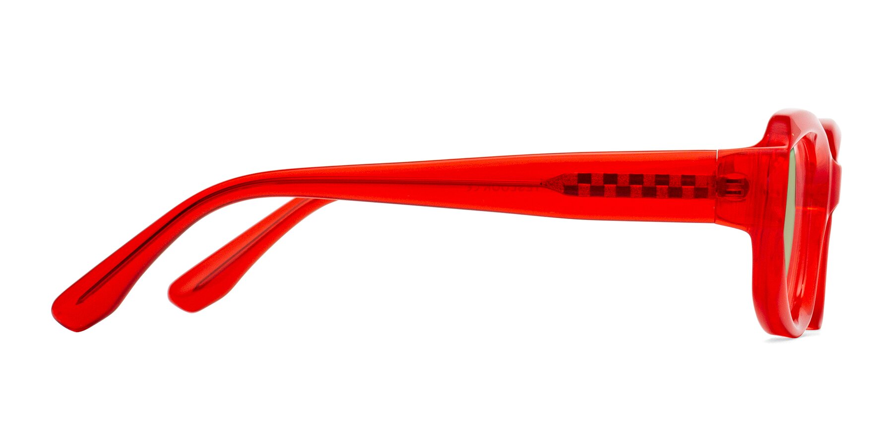 Side of Cullari in Chili Pepper with Medium Green Tinted Lenses